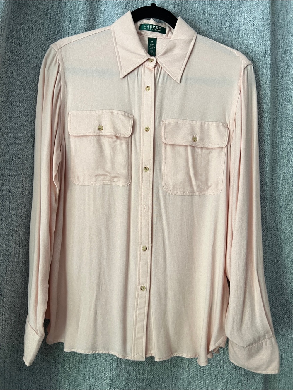 Lauren Ralph Lauren Soft Blush Long Sleeve Down Blouse